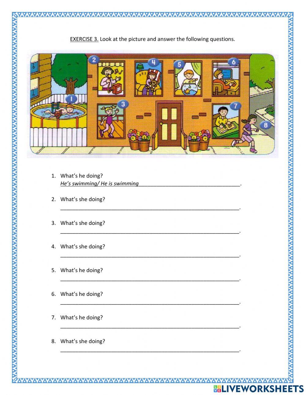 Present progressive worksheet 2175117 marce_land Live