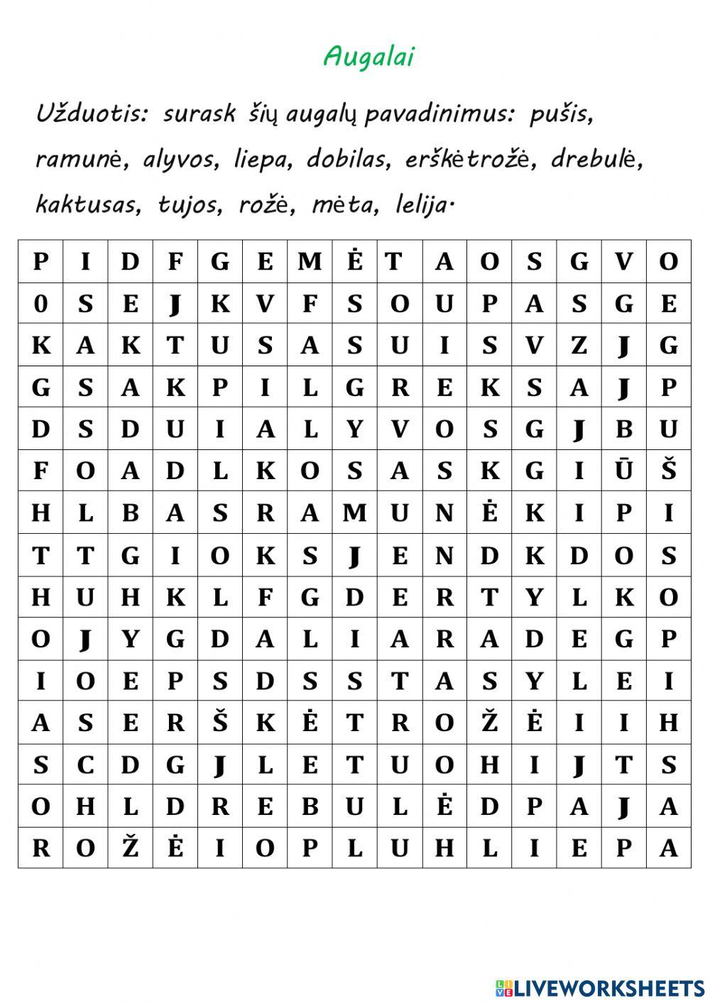 Augalai ir kur jie auga