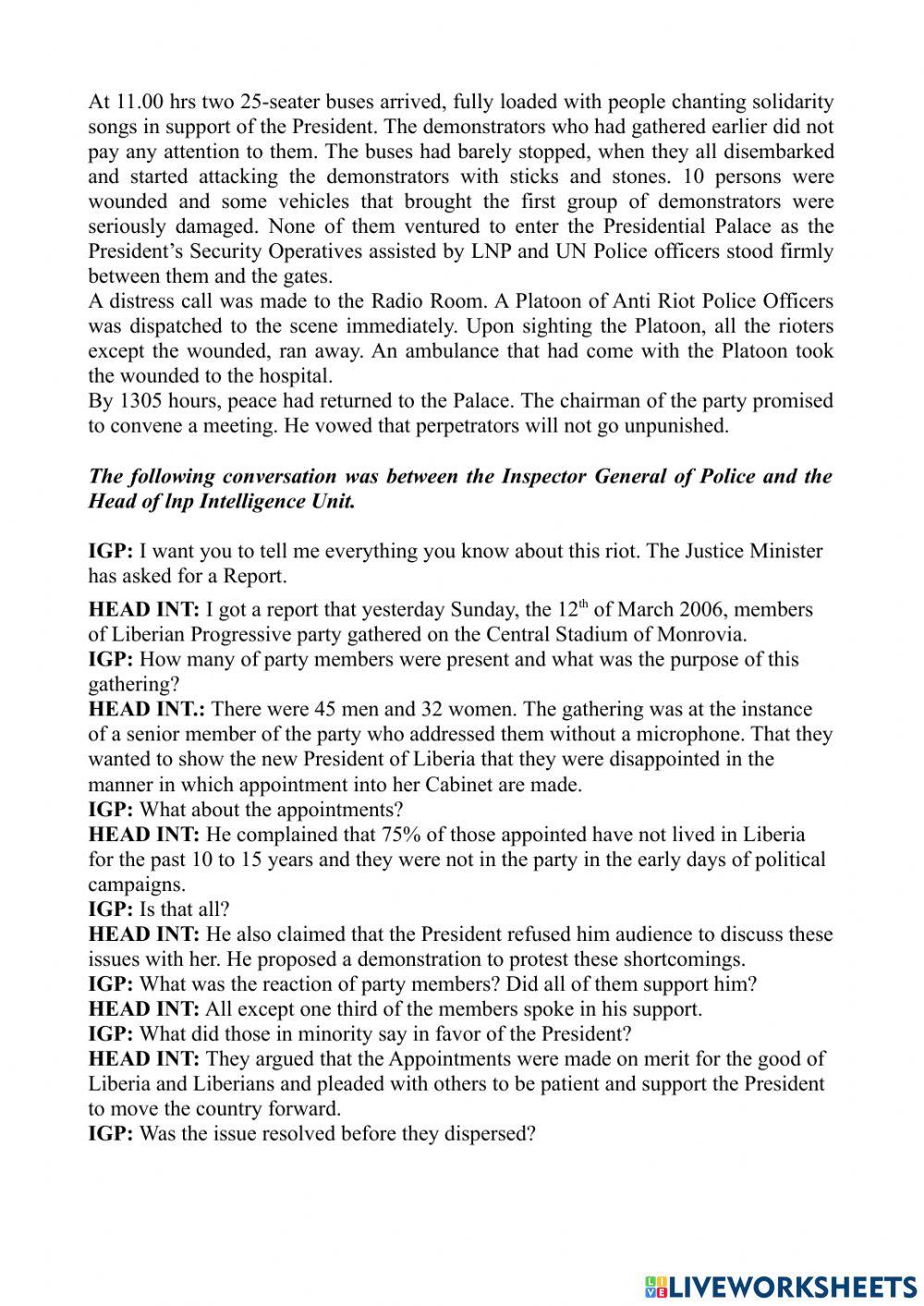 Audio tape test - 11, “the riot”