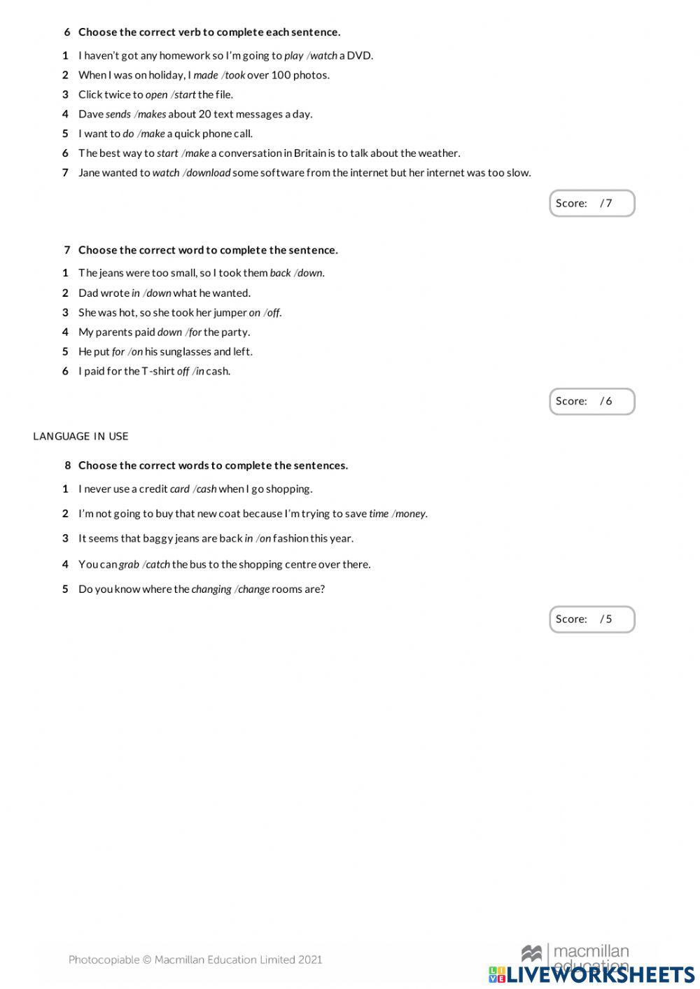 Optimise 2 Units 5 and 6 exam