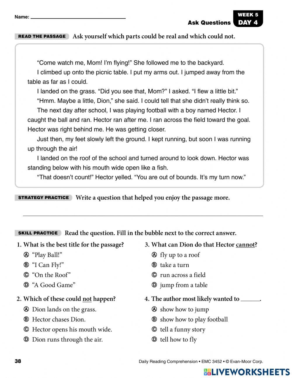Reading Comprehension - Grades 4-5 - Week 5