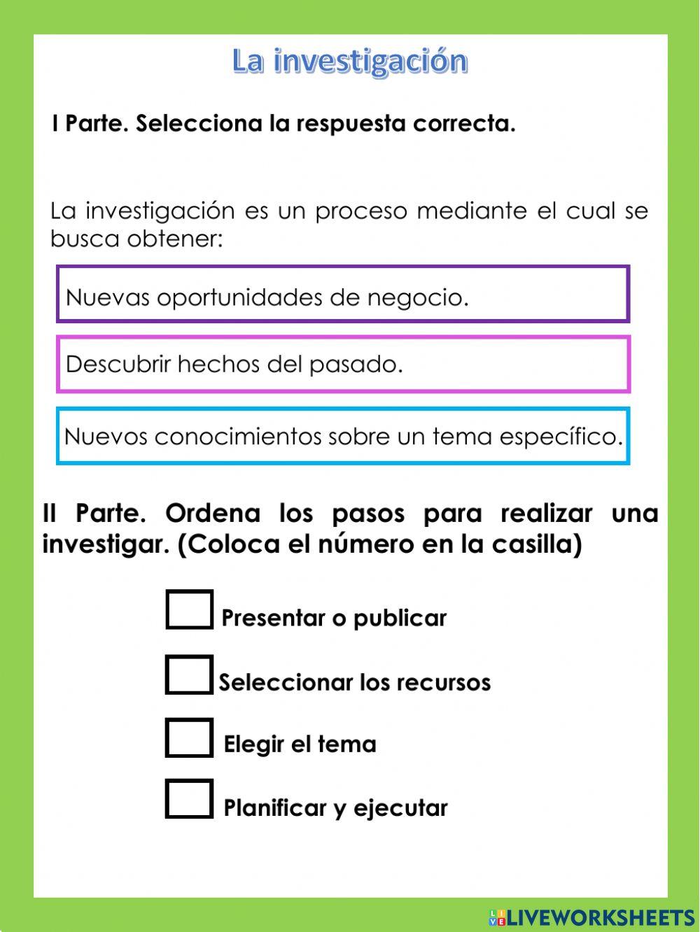 Partes de la investigación