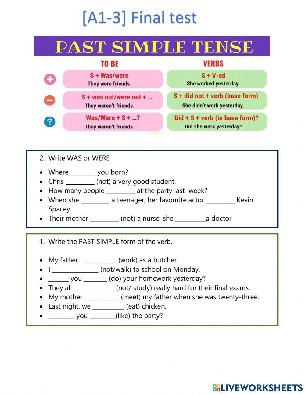 Past simple test 2175434 javier diaz villagomez live
