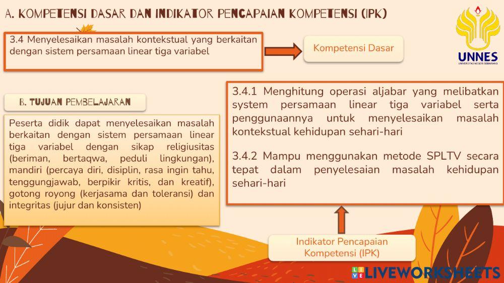 Spltv metode gabungan live worksheet
