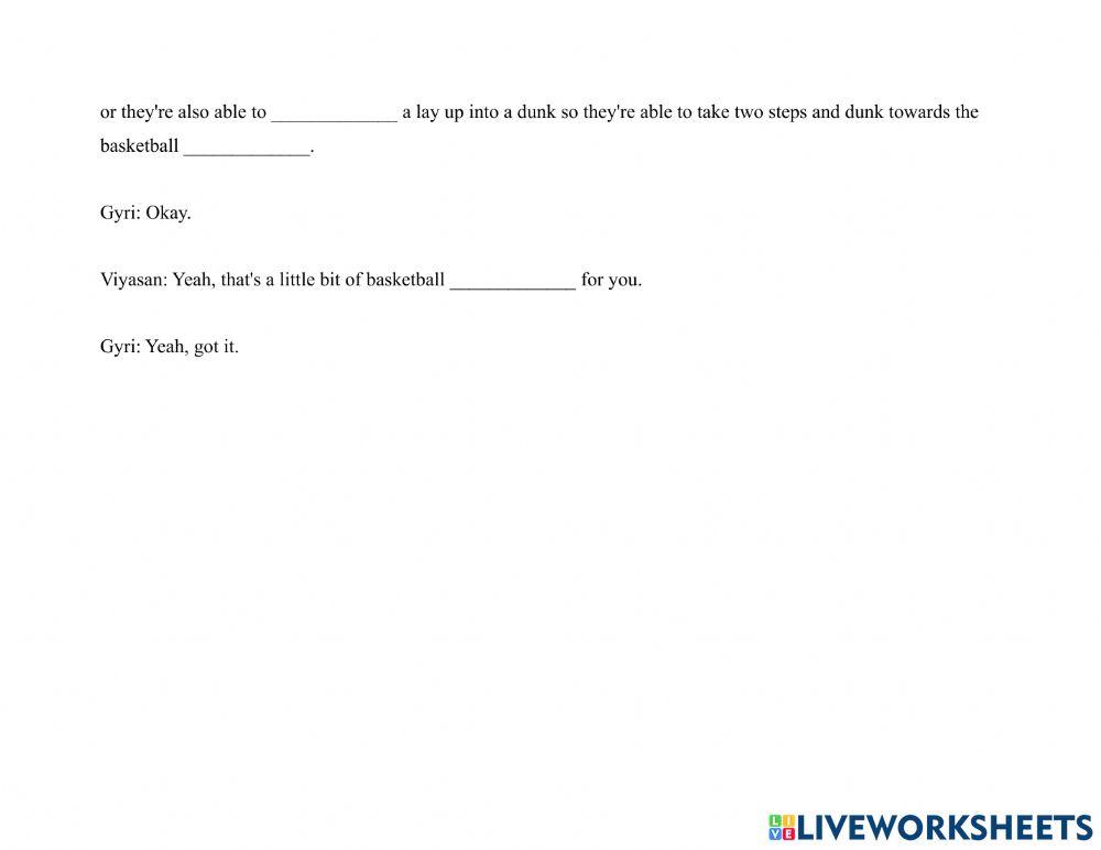 Talents 1-2 ppl Dictation Exercise