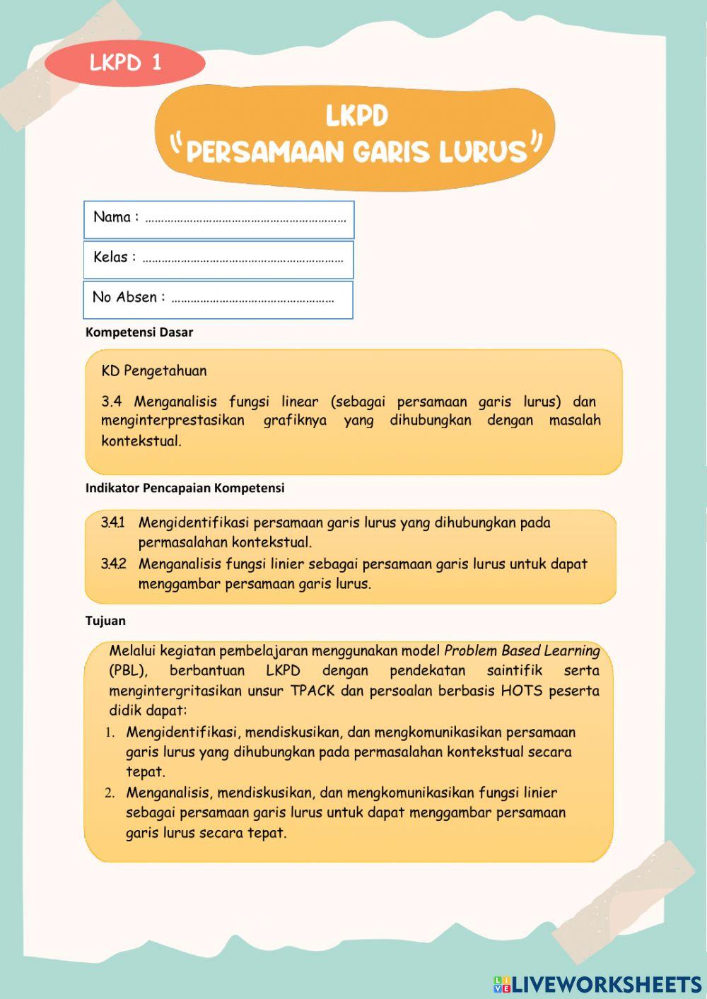 Persamaan garis lurus