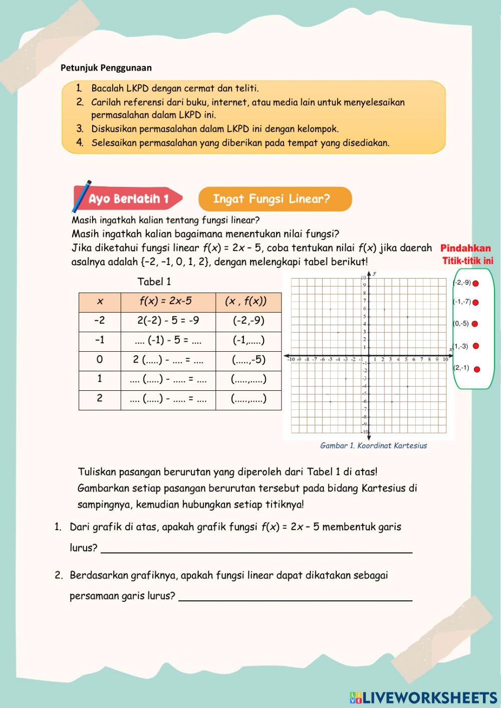 Persamaan garis lurus