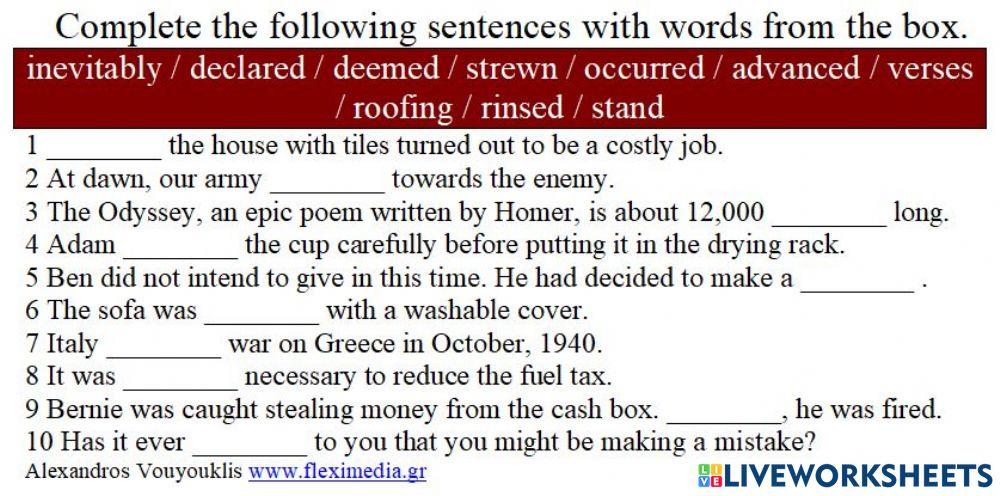 Valhalla complete the words Valhalla complete the words