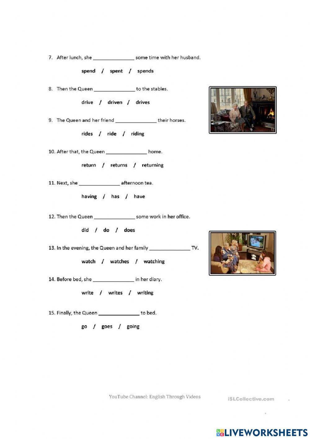 Present Simple Queen Elizabeth worksheet Live Worksheets