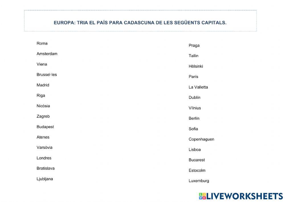 EUROPA: Capitals-Països