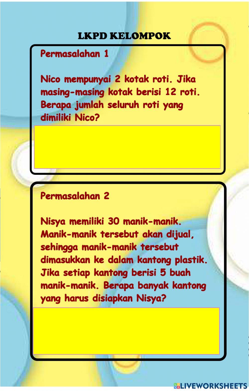 Soal cerita kali dan bagi