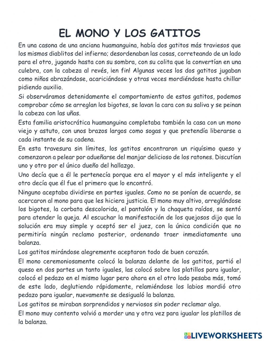 Evaluación de comprensión lectora