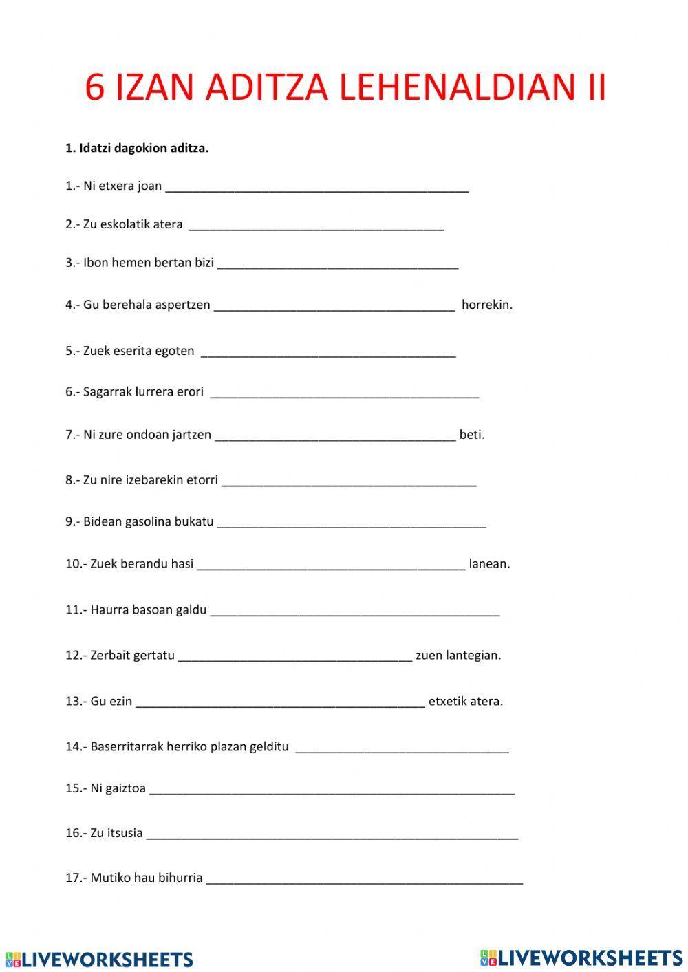 6 Izan aditza lehenaldian