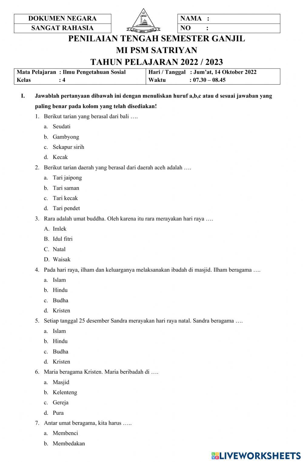 Soal PTS Ganjil IPS 2022-2023