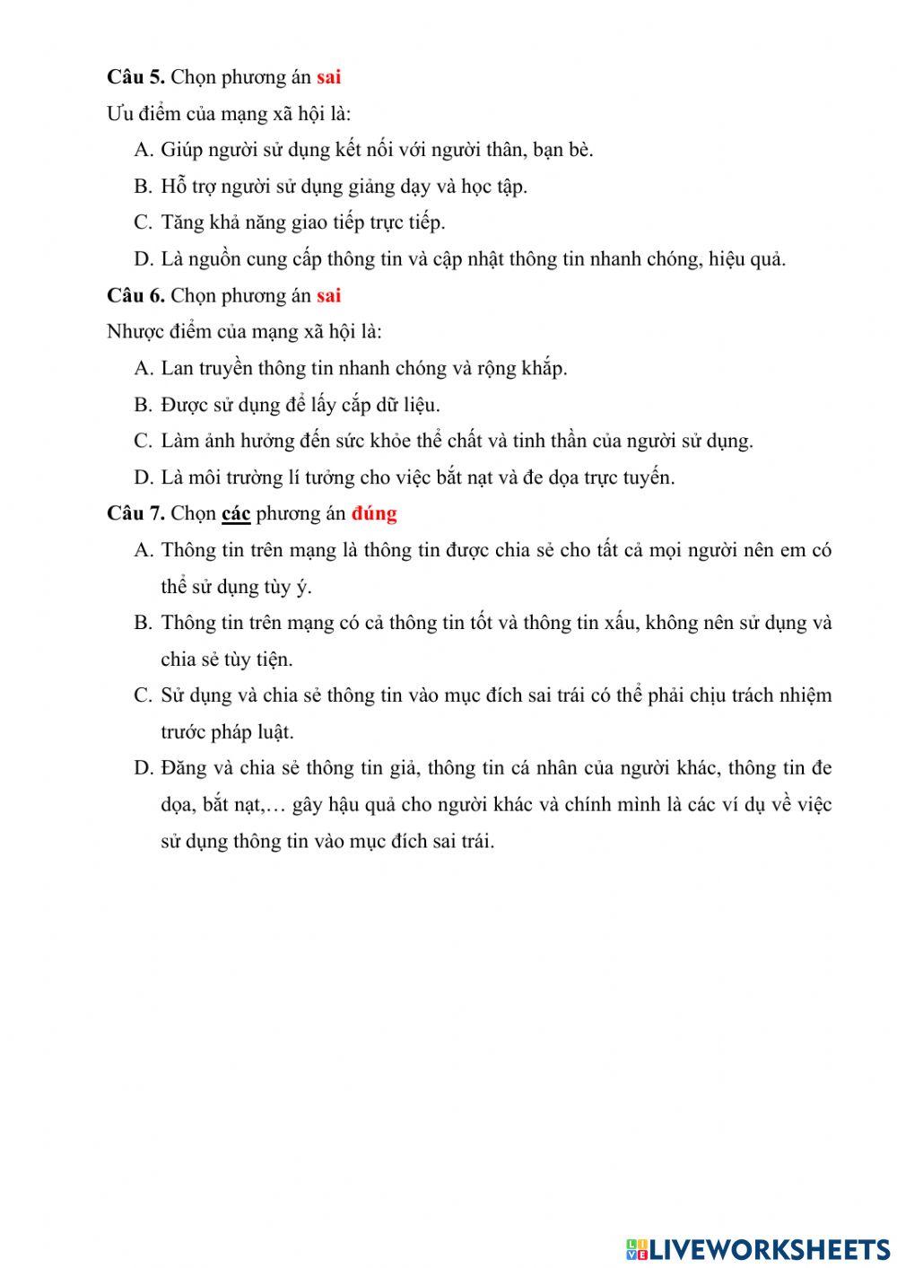 Tin 7 - Bài 5 - Mạng xã hội