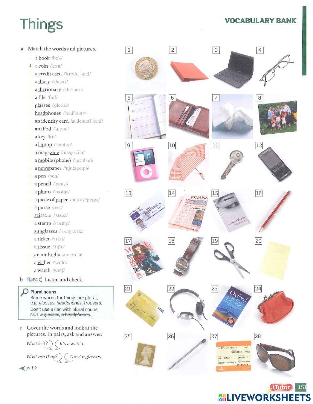 Vocabulary bank: Things