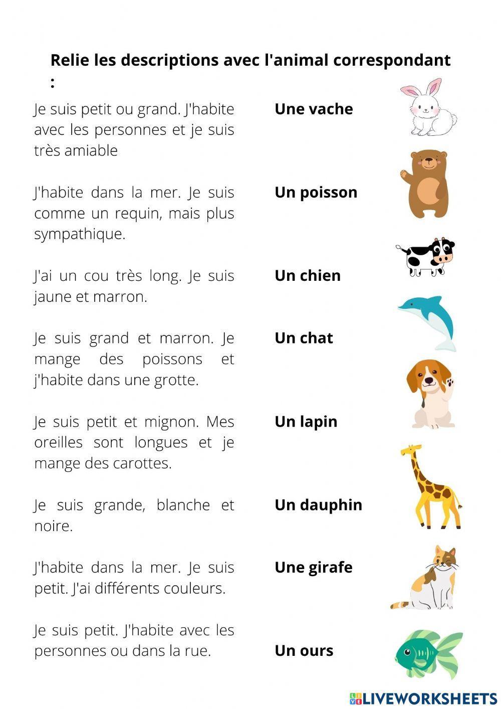 Animaux - Plonge avec moi: Français FLE fiches pedagogiques pdf & doc