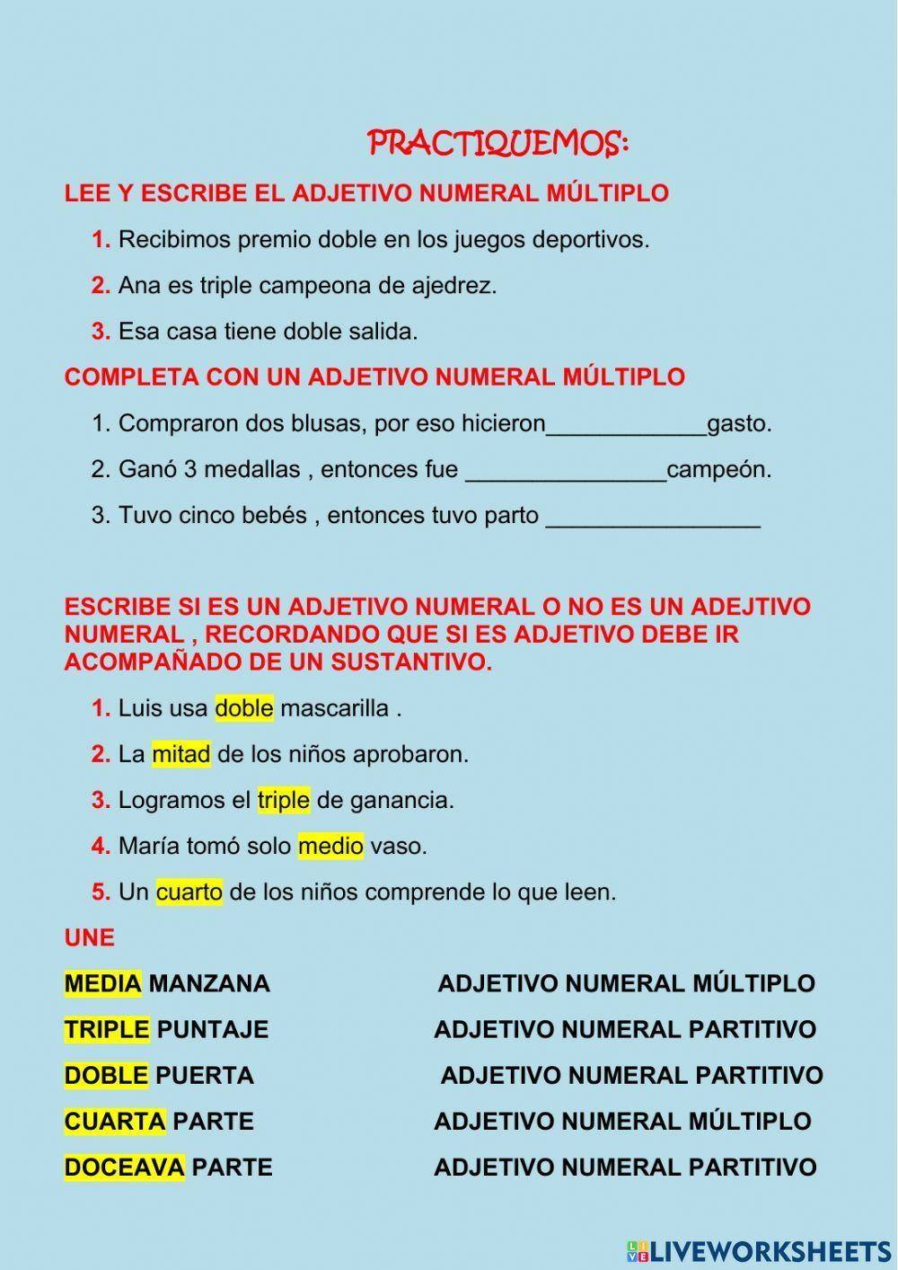 Adjetivos numerales
