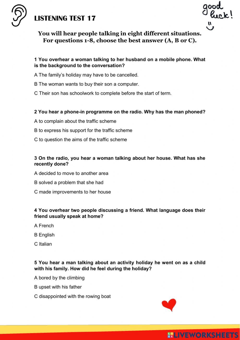 Listening test 17