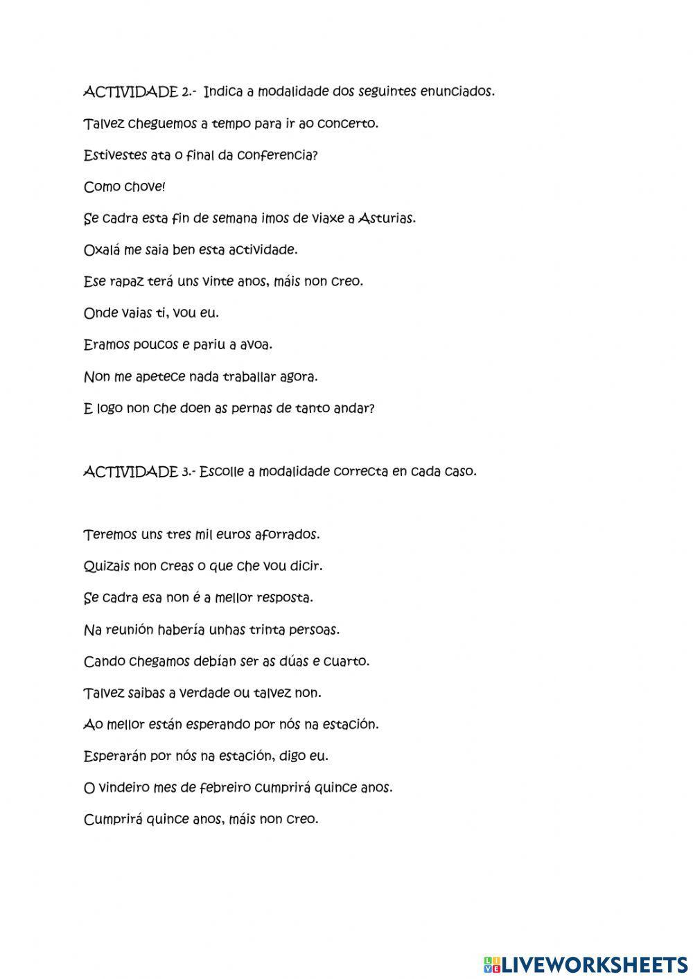 Compoñentes da oración. a modalidade do enunciado.