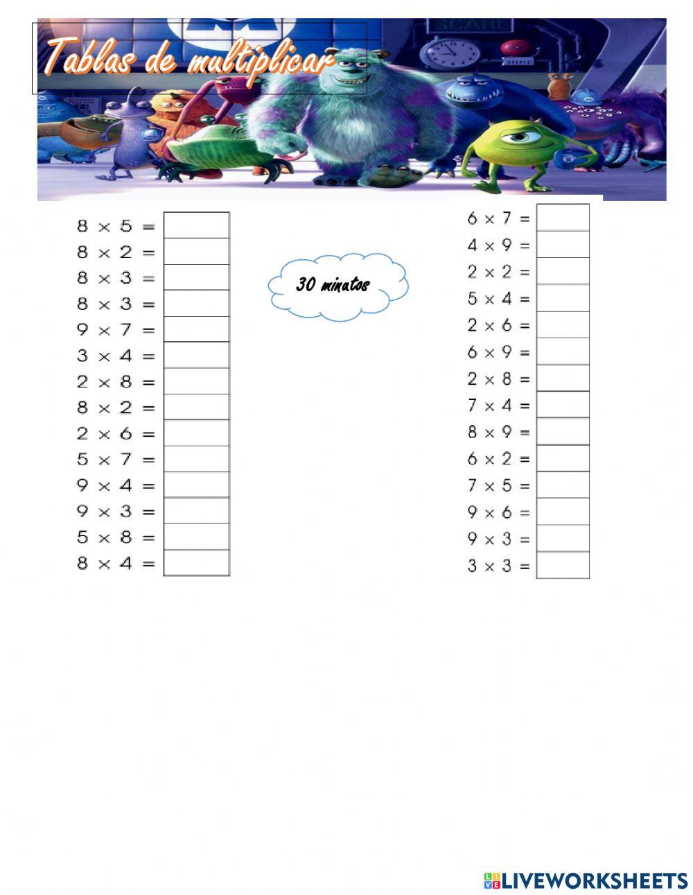 Tablas de multiplicar