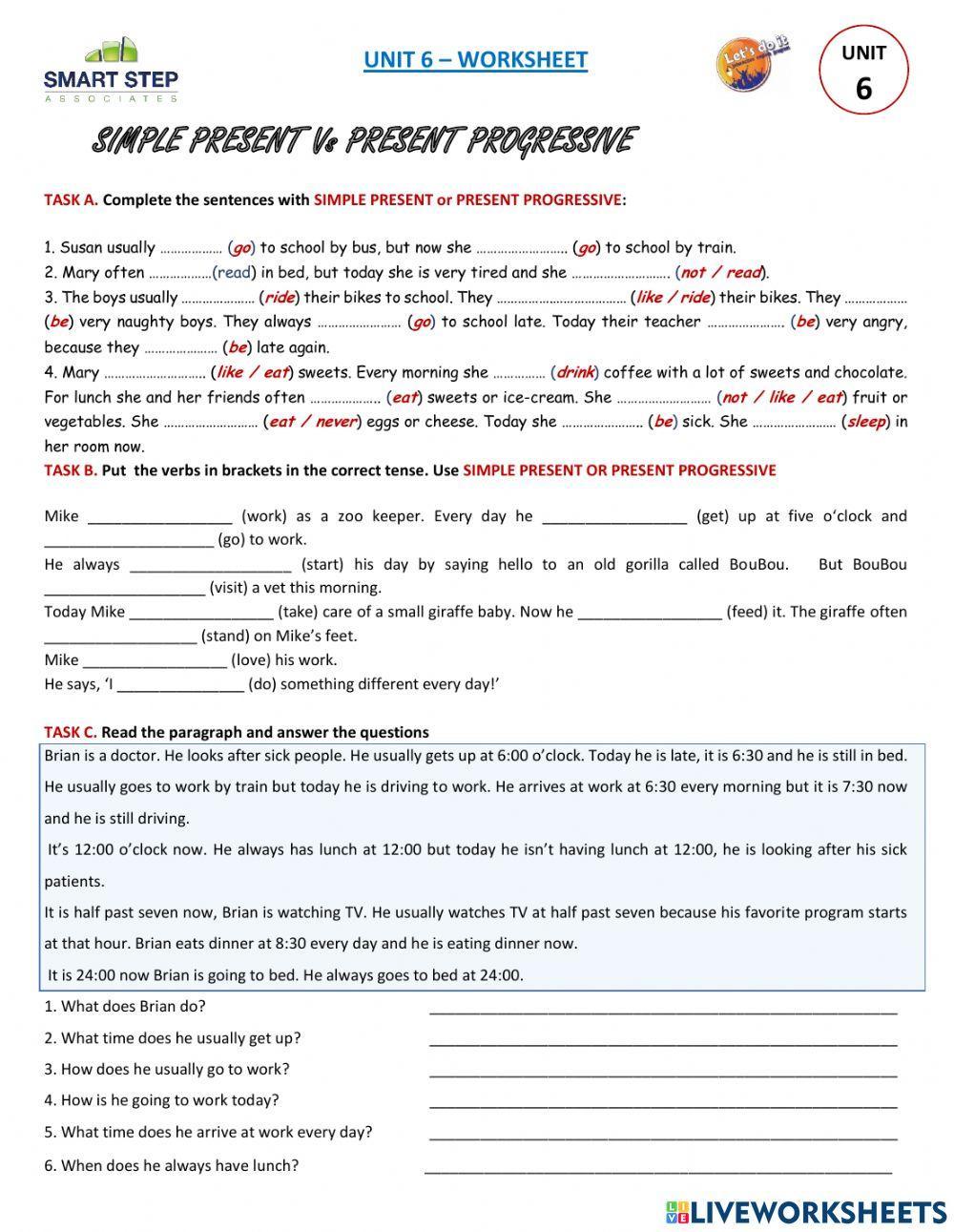 UNIT 6 - (Version 2) Simple present Vs Present progressive