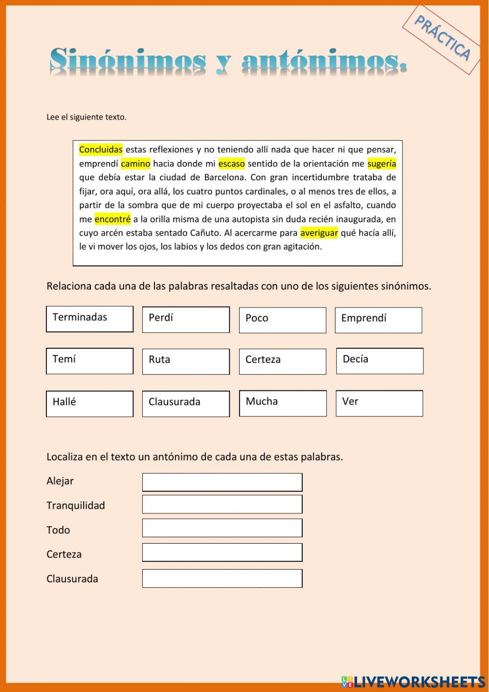 Sinónimos y antónimos