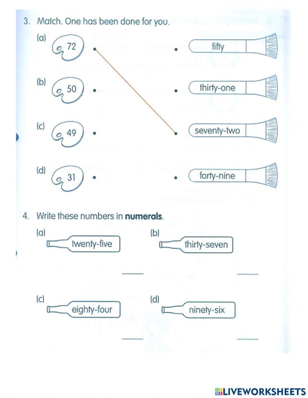 numbers to 20 worksheets