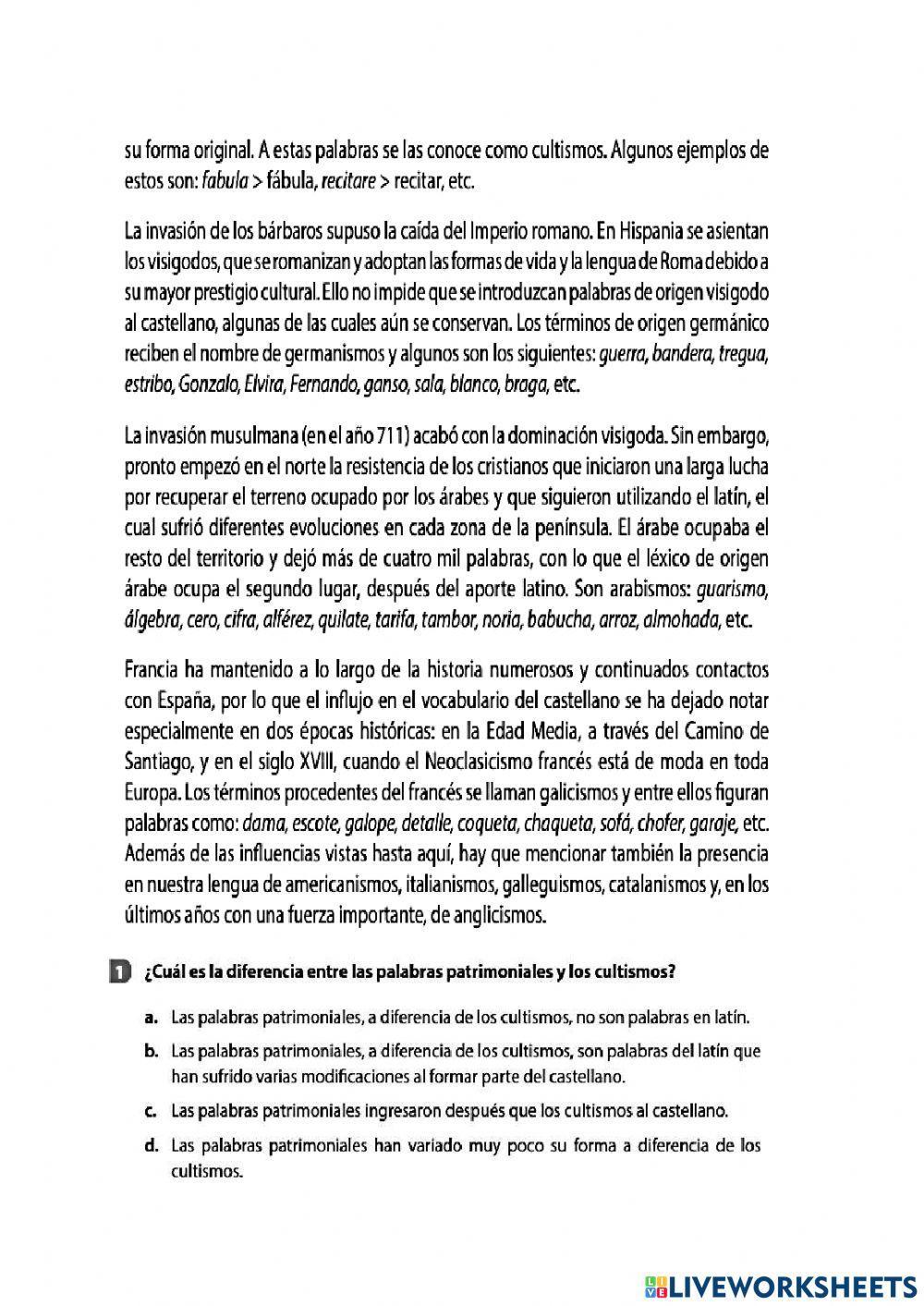 Leemos el texto expositivo -Origen del léxico español-