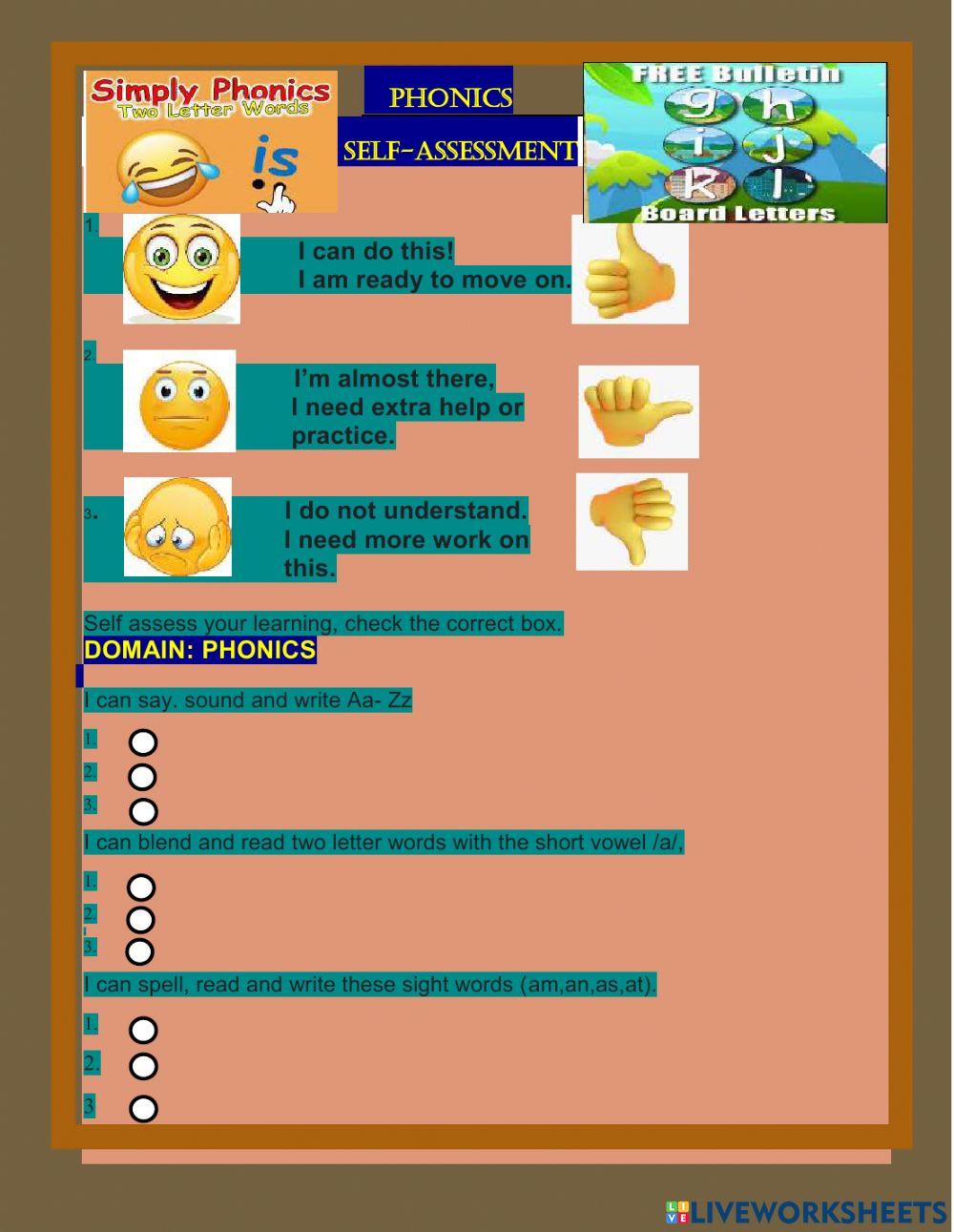 Phonics self assessment 2877436 beatricelove44 live