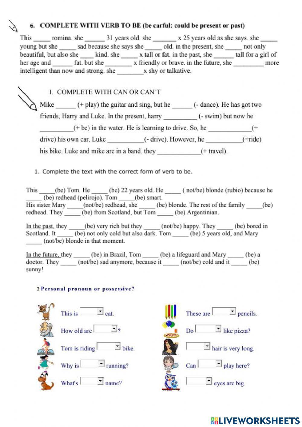 Exam, Veb TOBE, Can, Pronouns