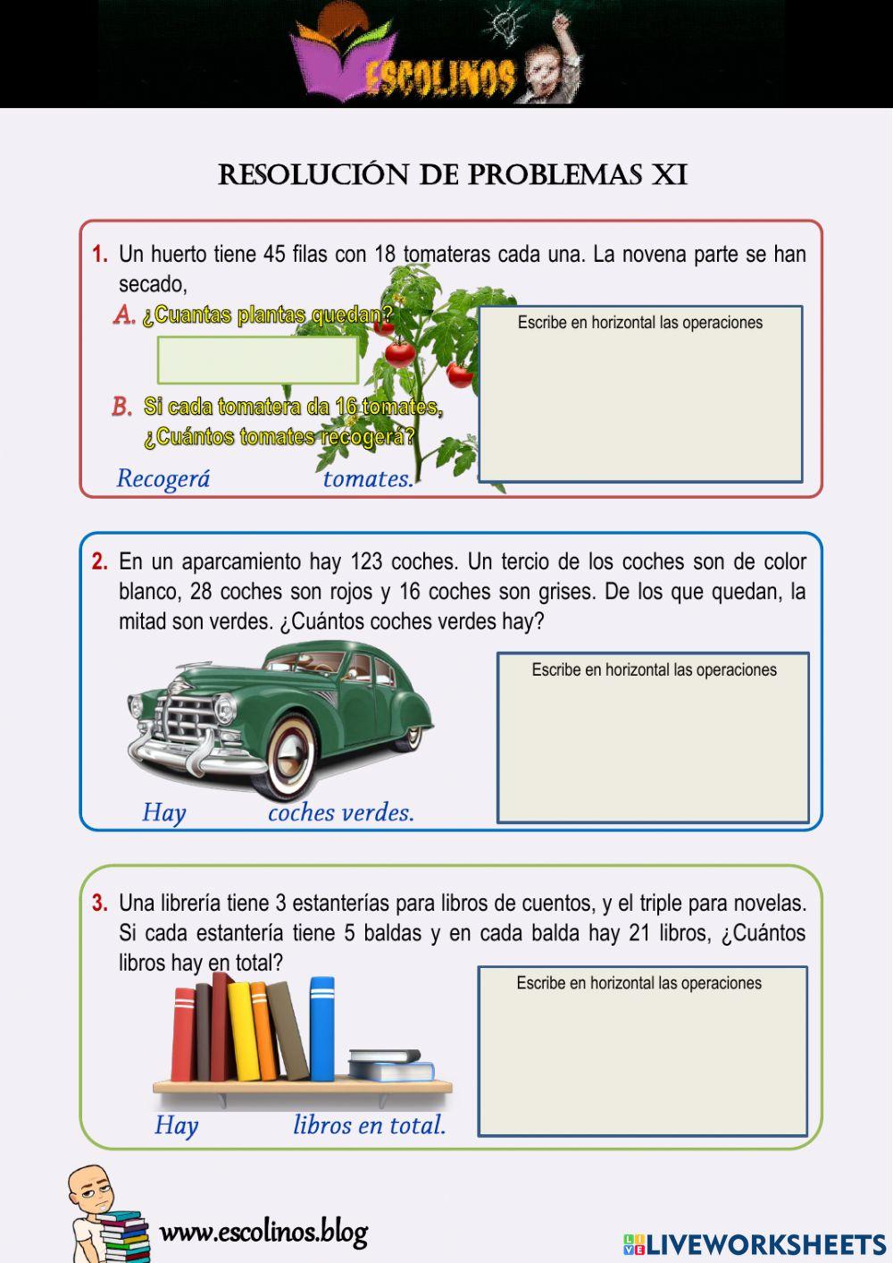 Matemáticas 5º. Resolución de problemas XI
