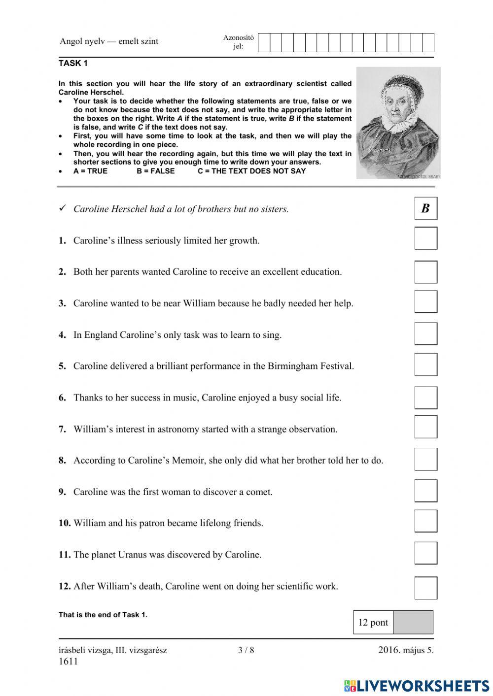 Érettségi 2016 május Hallásértés