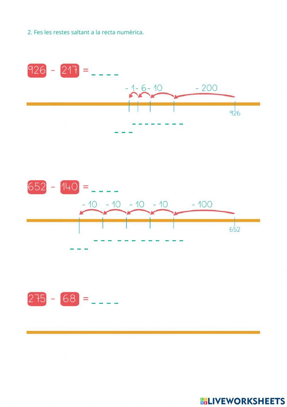 Sumem i restem a la recta numèrica