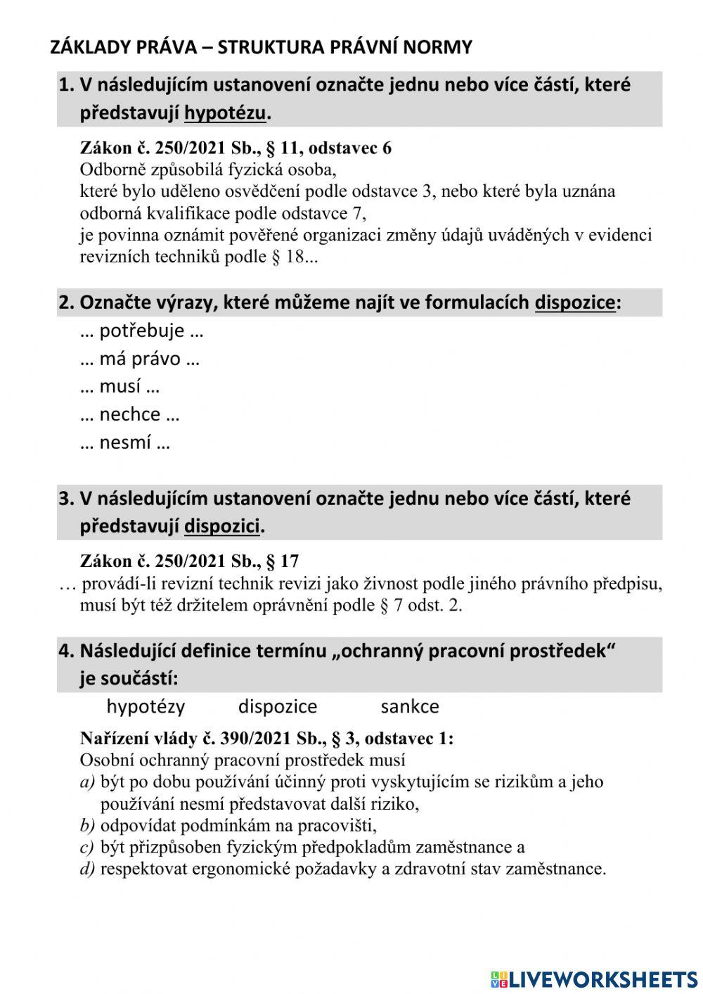 STRUKTURA PRÁVNÍ NORMY