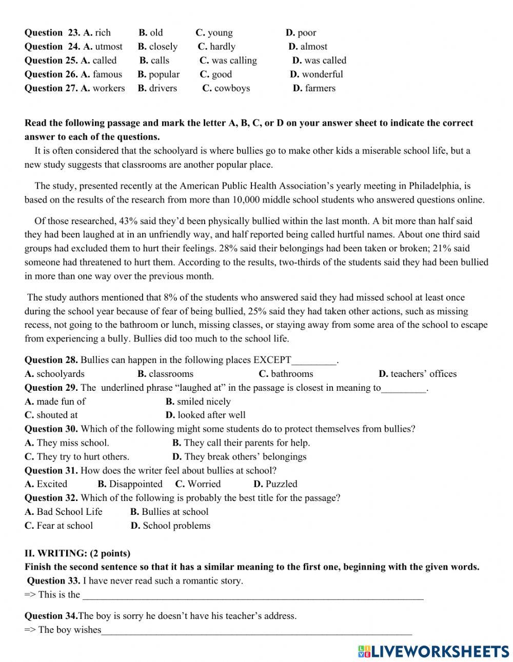 1st Midterm Practice Test G9