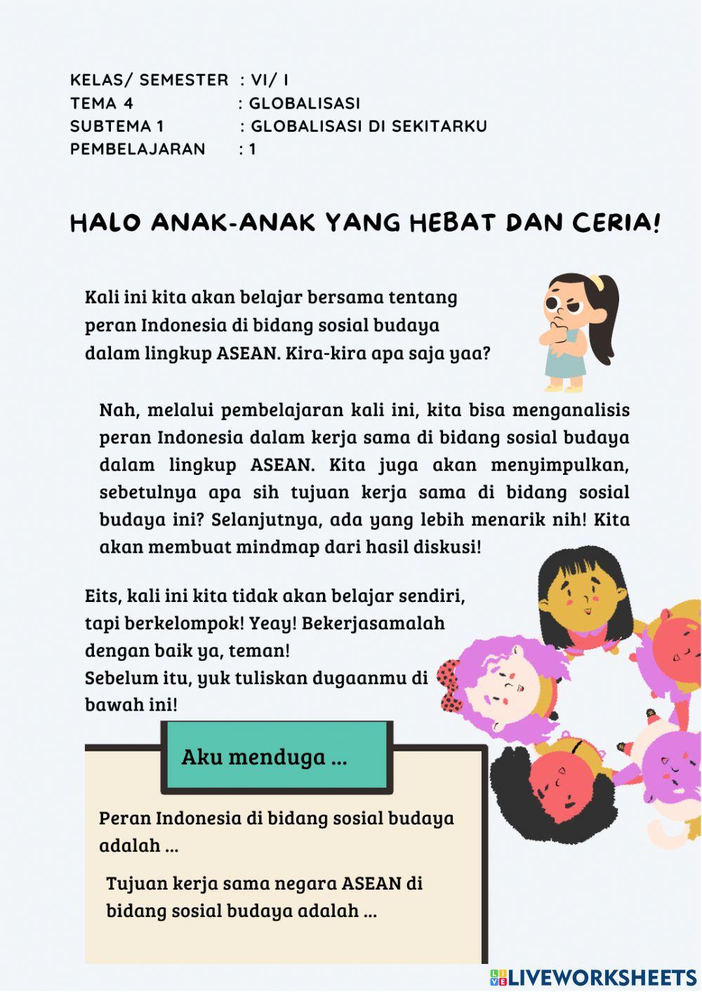 LKPD Peran Indonesia di Bidang Sosial Budaya dalam Lingkup ASEAN