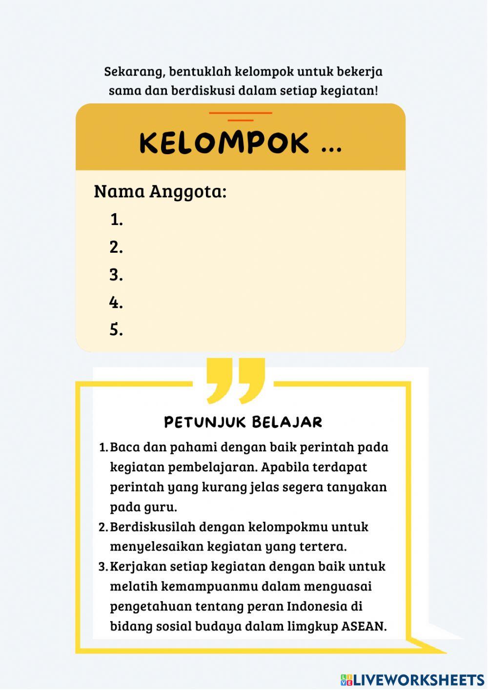 LKPD Peran Indonesia di Bidang Sosial Budaya dalam Lingkup ASEAN