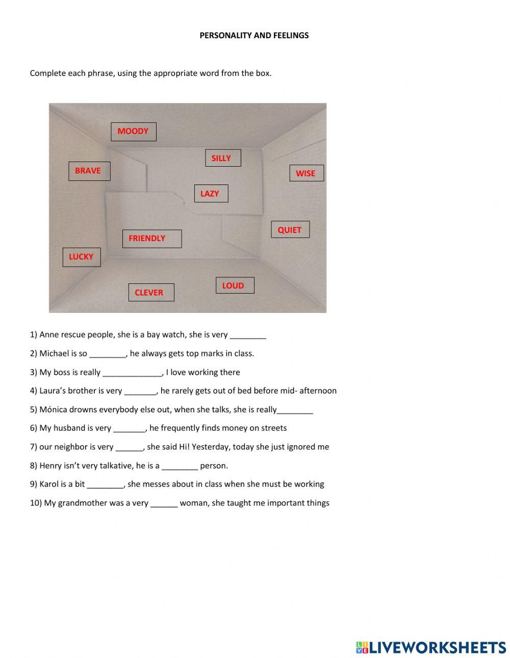 Personality traits and feelings