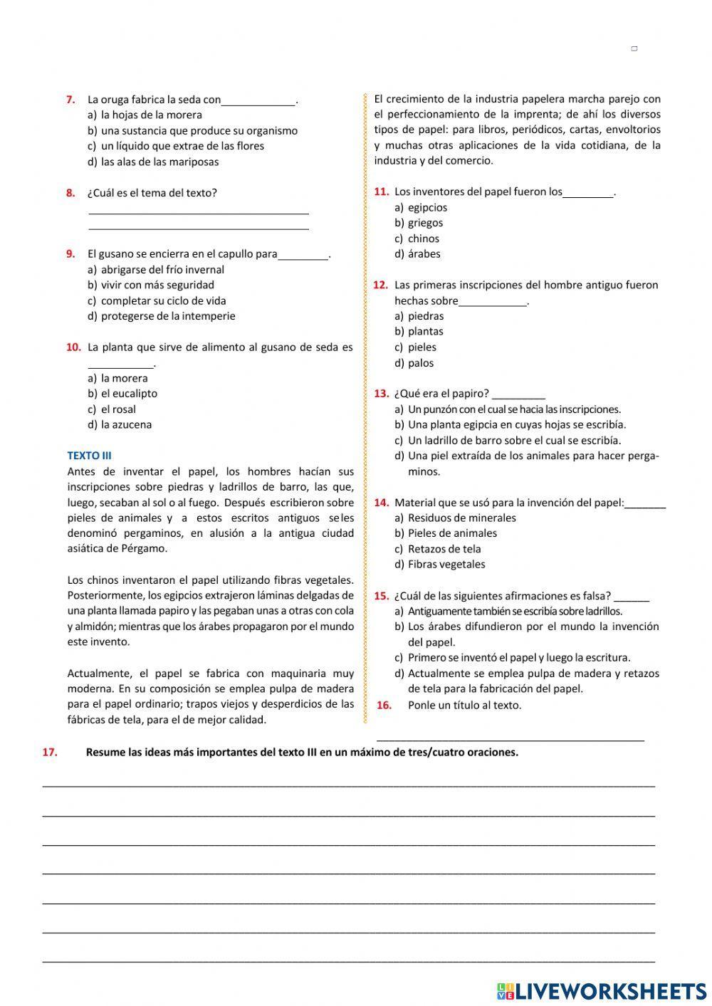 Extraer ideas principales, tema y resumir