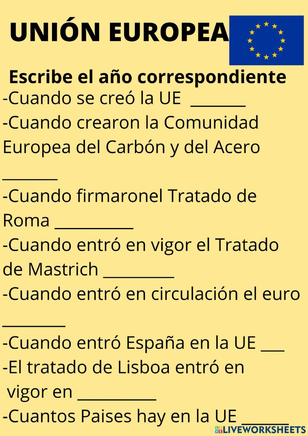 Unión Europea (Fechas) Unión Europea (Fechas)