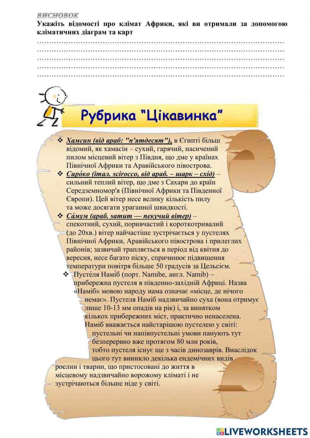 Аналіз кліматичних діаграм Африки