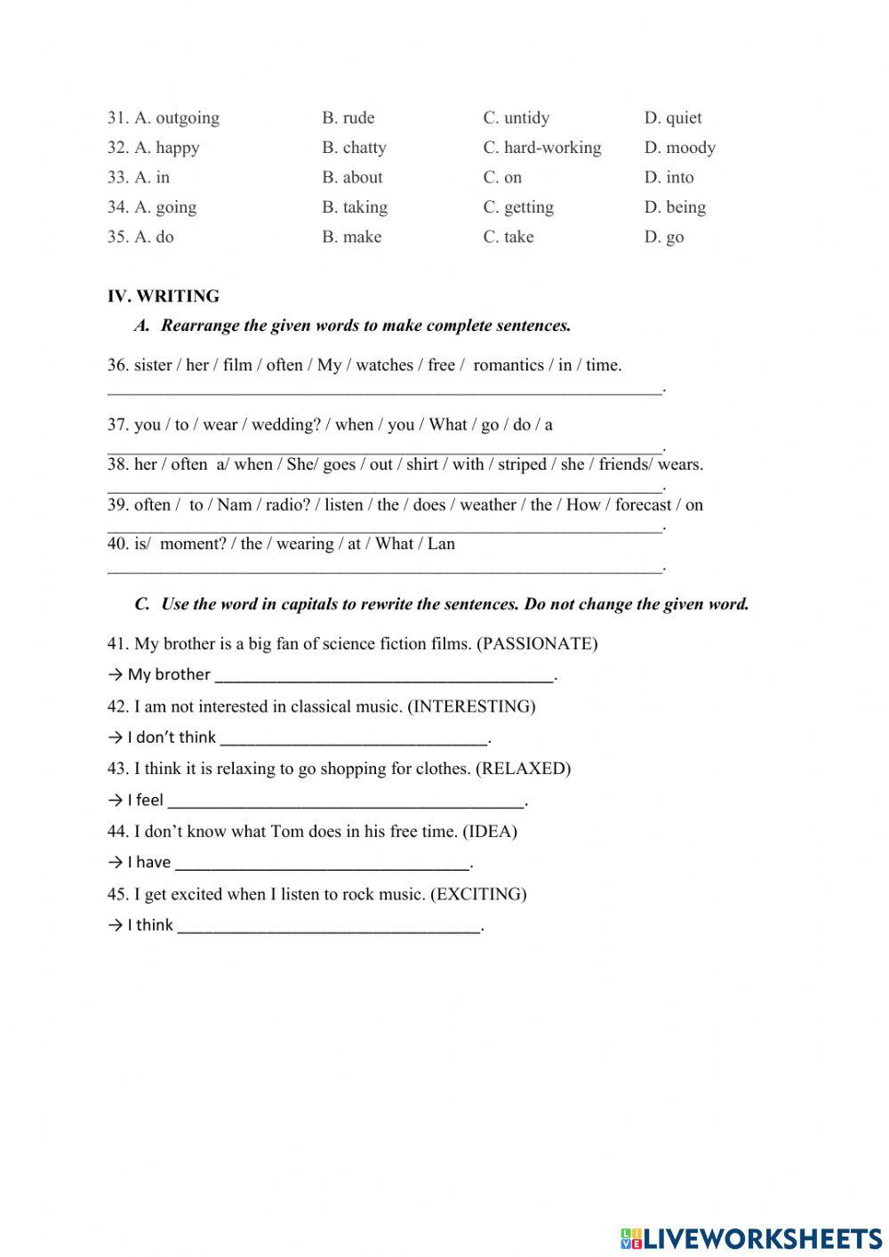 Preparation for Midterm test