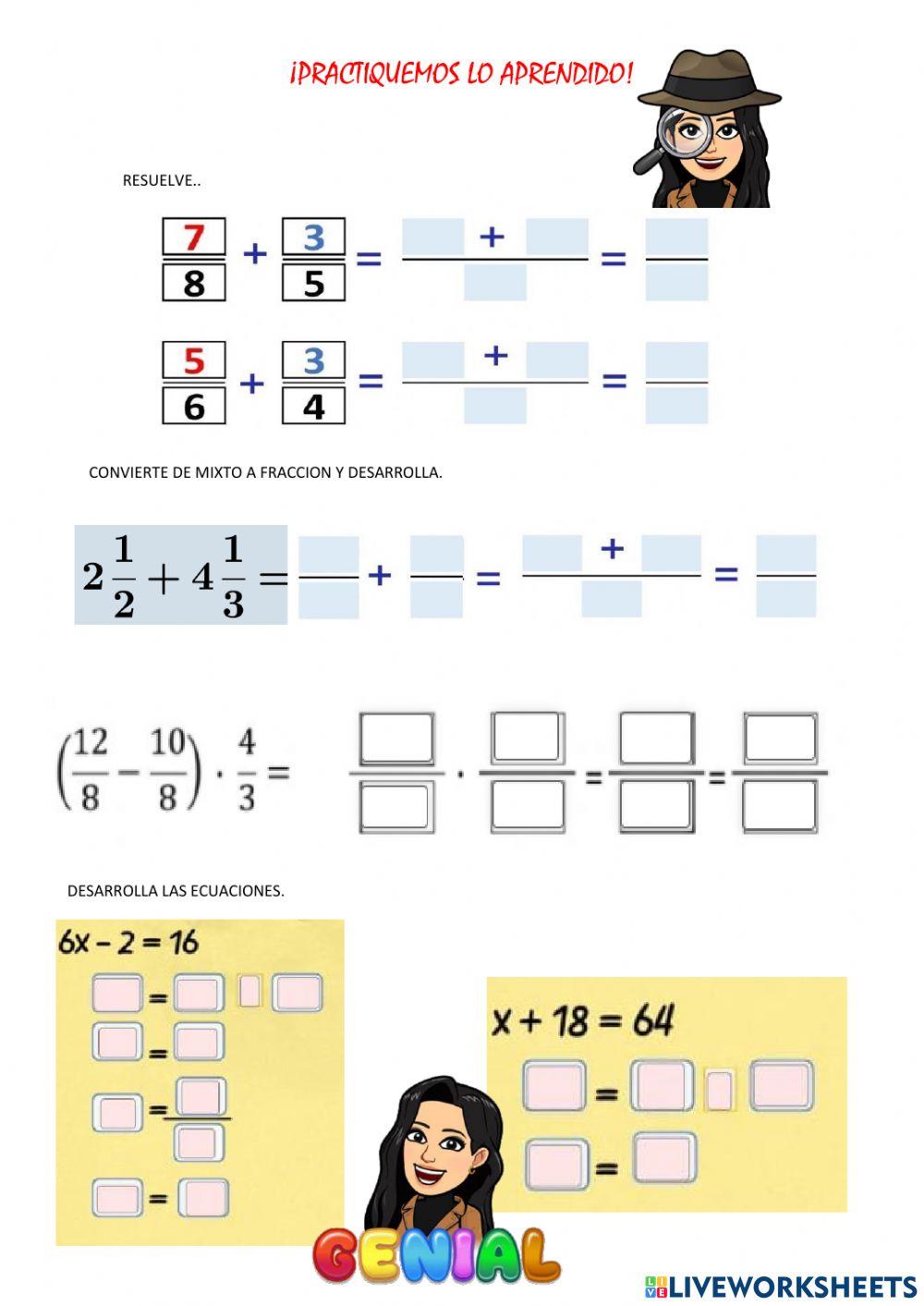 Fracciones y ecuaciones.