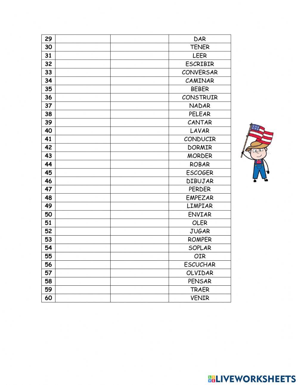 Verbos regulares e irregulares