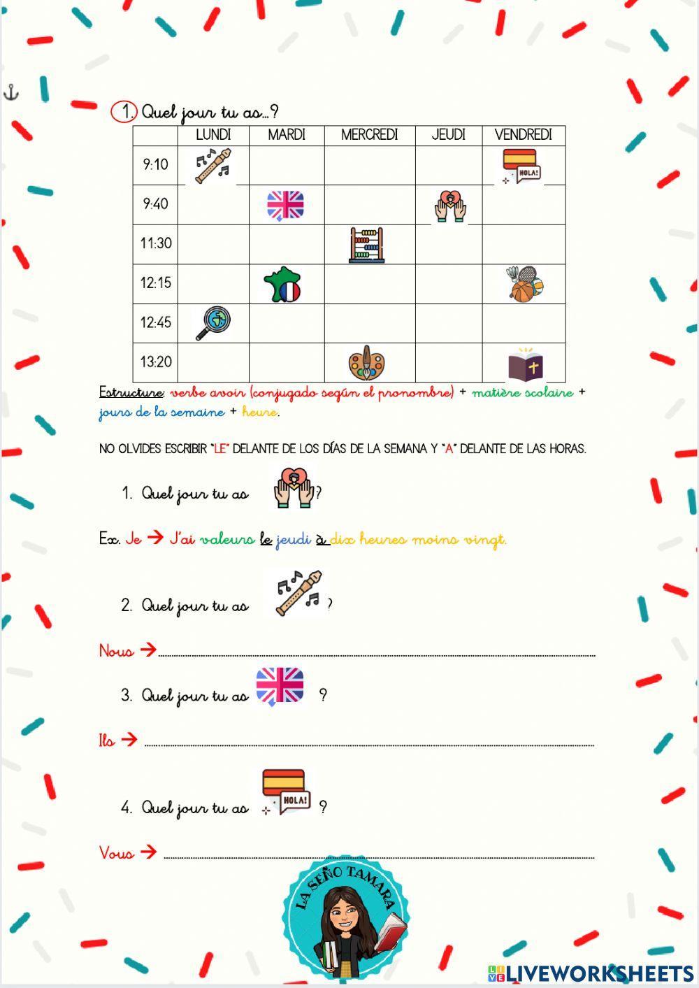 Les matières scolaires