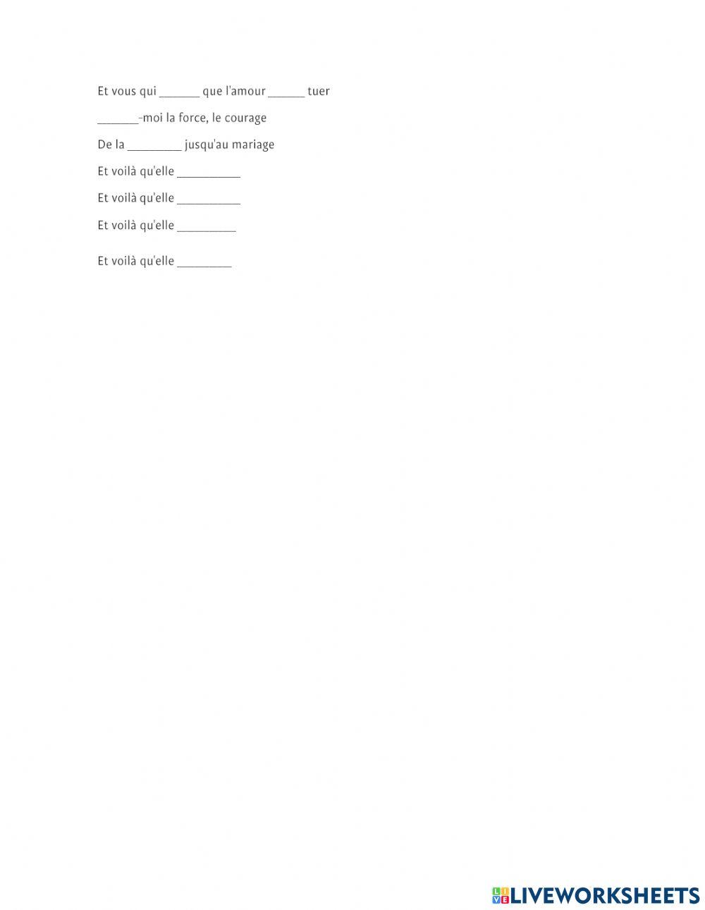 Chanson Et voilá qu'elle aime