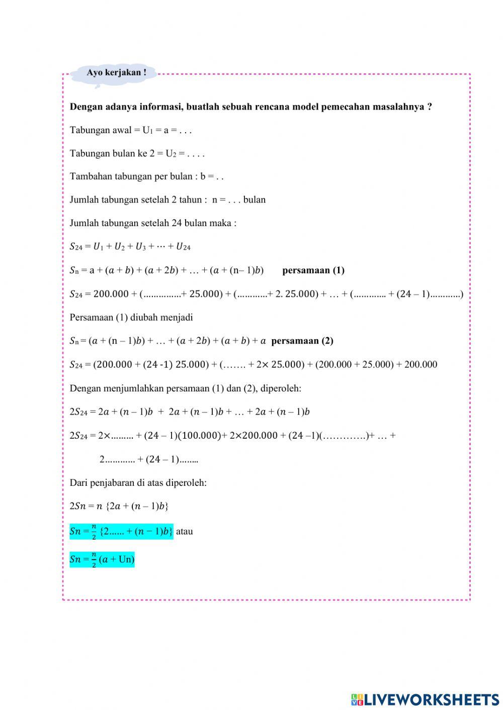 Lkpd Deret Aritmatika