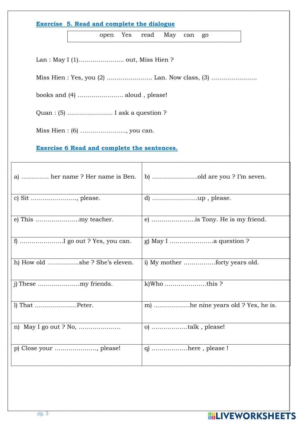 Phieu bài tập cuối tuần 9 - Unit 6 (leson 1+2)