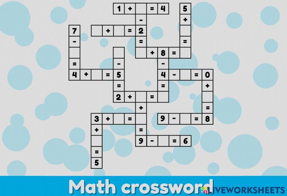 math crossword Free Interactive Worksheets 4211309